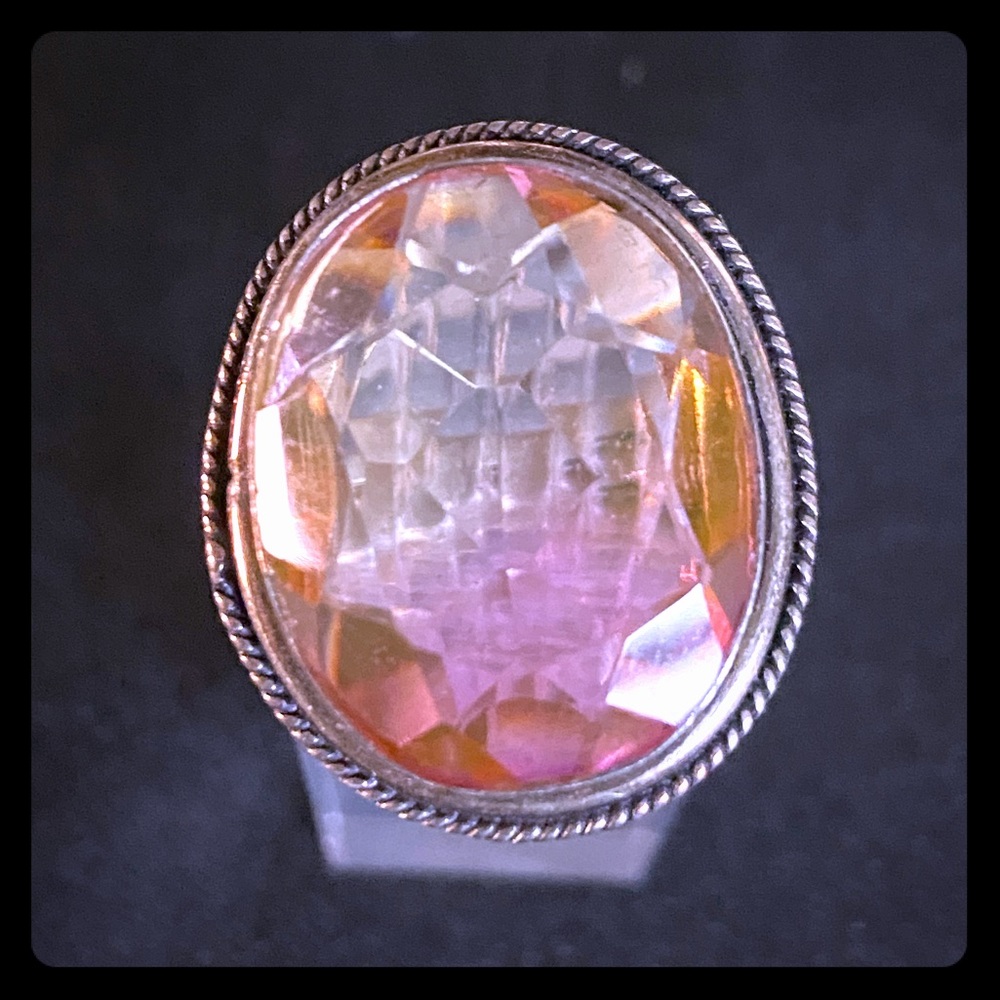 Large tri color stone in .925 size 7